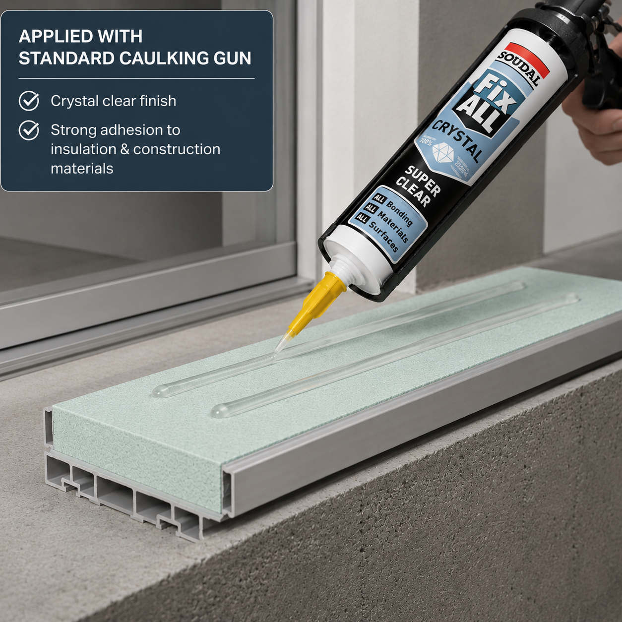 Soudal Fix ALL Crystal Super Clear Adhesive Sealant 290ml - Box of 12
